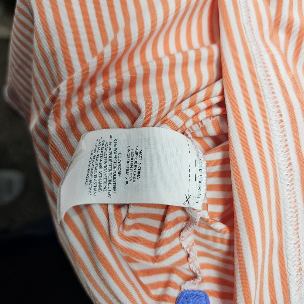RLX Orange White Striped Polo Men's Size Large Stretch Club Logo On Chest. RLX - Picture 4 of 9